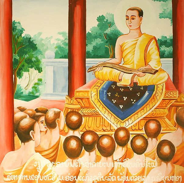 ภาพวาดพระอานนท์ กำลังแสดงธรรม